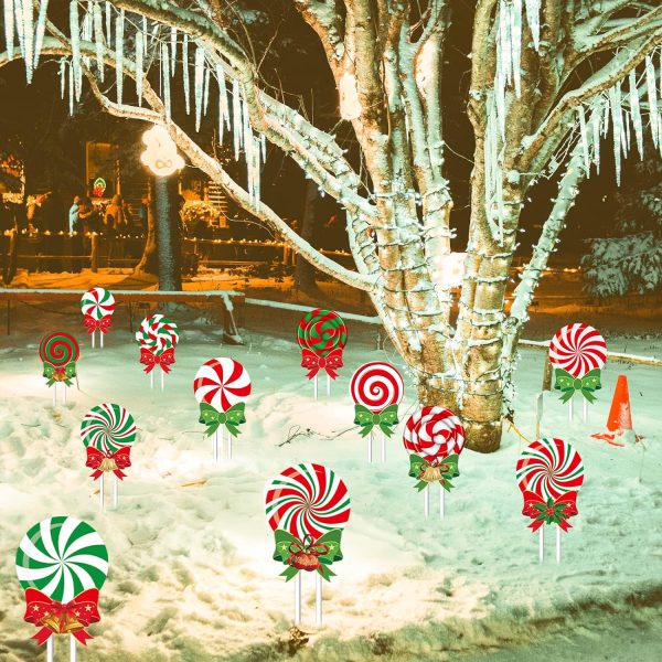 Christmas Decoration 12 Pack Candy Christmas Decorations Outdoor Yard Signs - Image 4