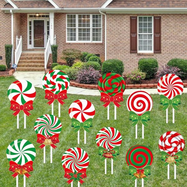 Christmas Decoration 12 Pack Candy Christmas Decorations Outdoor Yard Signs