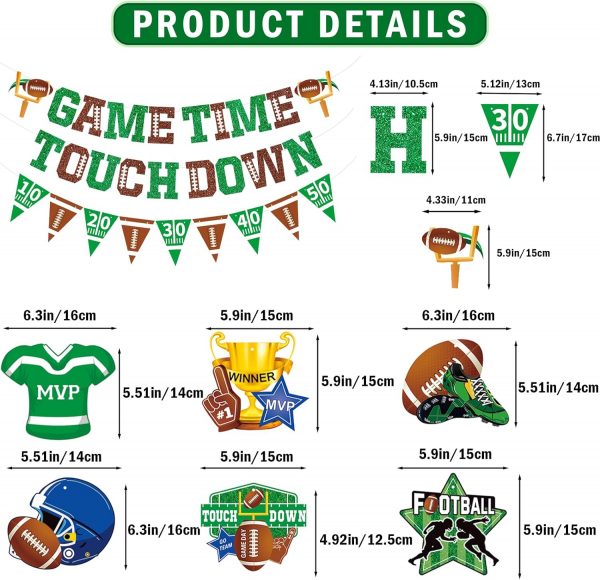 Super Bowl - 2024 Football Game Time Touch Down Super Bowl Football Party Supplies SET - Image 5