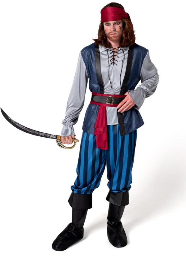 PIRATE - Men's Blue Pirate Costume - Image 4