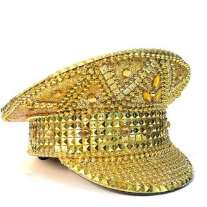 Deluxe GOLD RHINESTONE Military Parade Performance Hat