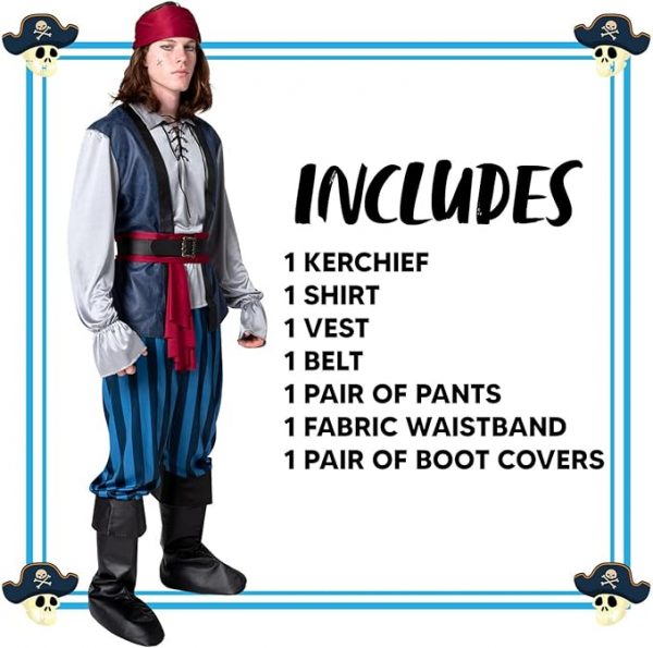 PIRATE - Men's Blue Pirate Costume - Image 2