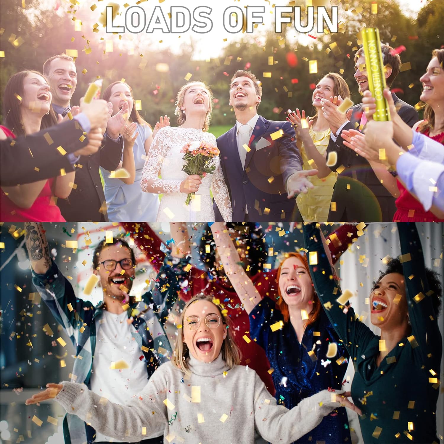 Confetti Cannons Air Compressed Party Poppers - Gold 12 Inch Confetti Cannons Party Poppers - Image 5