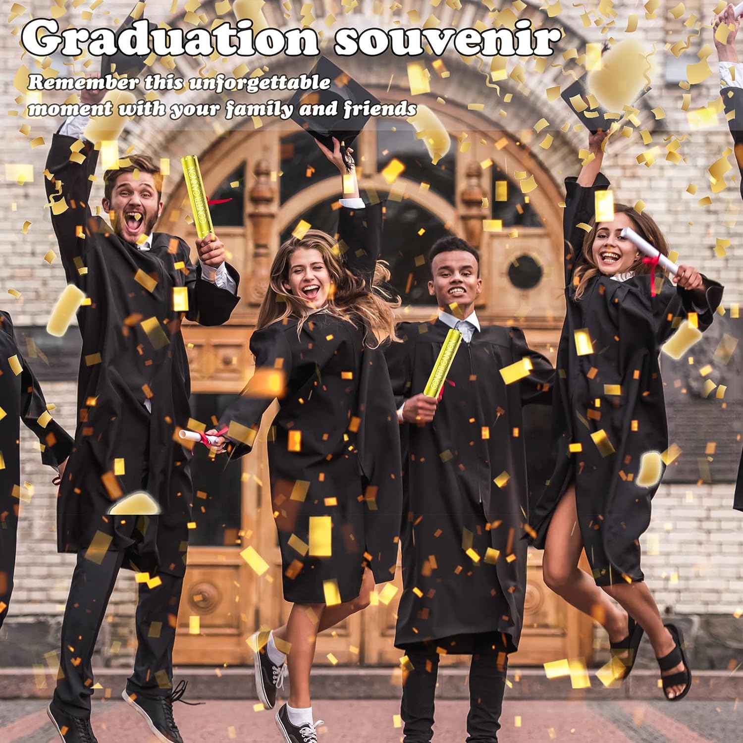 Confetti Cannons Air Compressed Party Poppers - Gold 12 Inch Confetti Cannons Party Poppers - Image 2