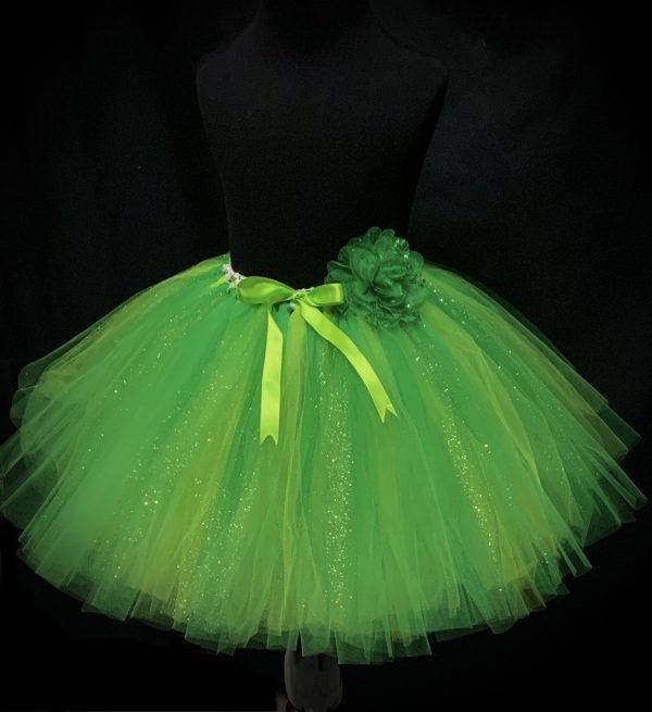 CUSTOM MADE Child tutu – Girls GREEN Sparkle knee length fluffy tutu Fits (6-8yrs)