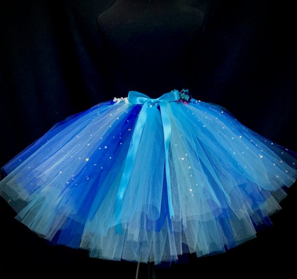 CUSTOM MADE Child tutu – Girls SEA BLUE Sparkle knee length fluffy tutu Fits (6-8yrs) - Image 3