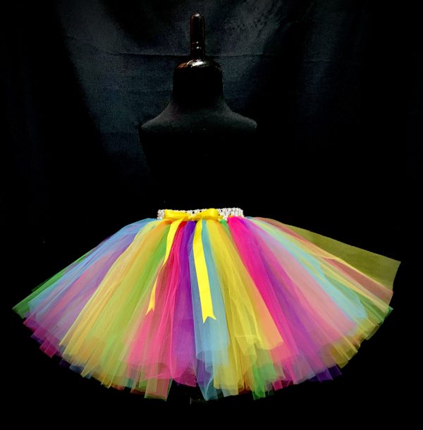 CUSTOM MADE Child tutu – Girls PRETTY COLORFUL knee length fluffy tutu Fits (6-8yrs) - Image 3