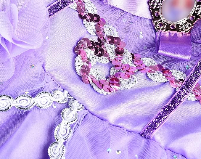 Girls Princess Sofia Girls Floor length Party PURPLE Dress with accessories SIZE 5 - Image 2
