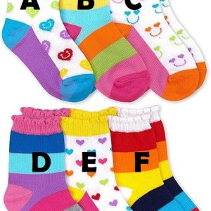 SOCKS - Kids Girls' Rainbow Stripes Hearts Smiley Face Crew Socks XS(2-4Y)