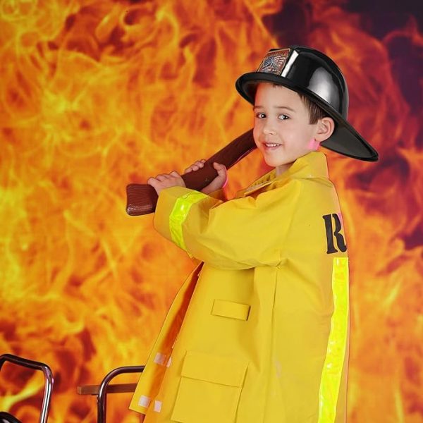 Career Day FIREFIGHTER HAT – Kids New BLACK plastic Firefighter hat