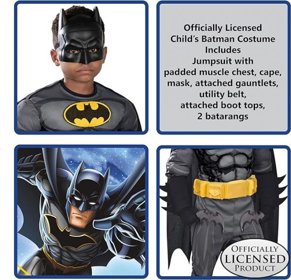 Super Hero Boy – DC Batman Muscle Chest Costume with Accessories SIZE LARGE - Image 3
