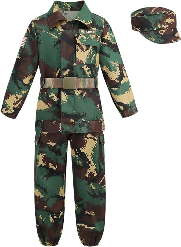 Career Day ARMY – Boys Deluxe Kid's Camo Combat Soldier Army Costume DARK GREEN SIZE: 12-14 - Image 5