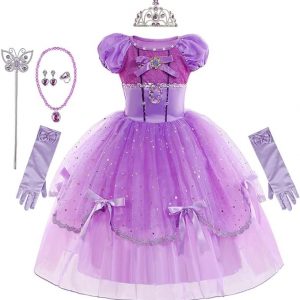 Girls Rapunzel Princess Sofia Costume Dress w/accessories SIZE 3-4T