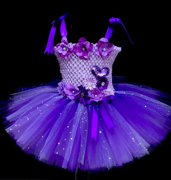 CUSTOM MADE Child tutu dress - Toddlers Flower Girl PURPLE Fairy Tutu Dress SIZE: Fits up to 3yrs - Image 4
