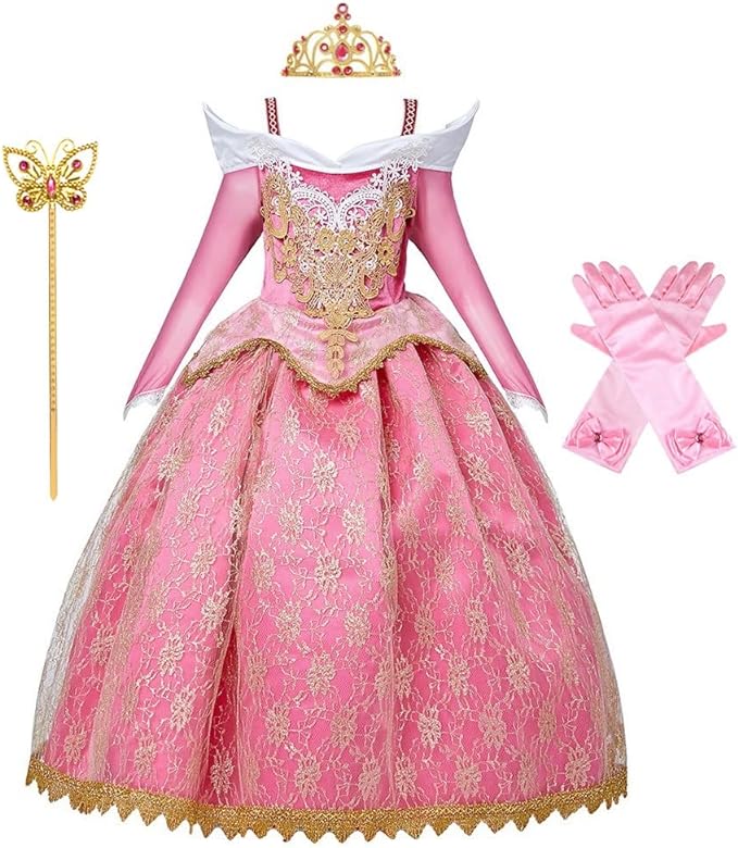 Girls Pink Aurora Sleeping Beauty Princess Costume w/accessories SIZE 11-12
