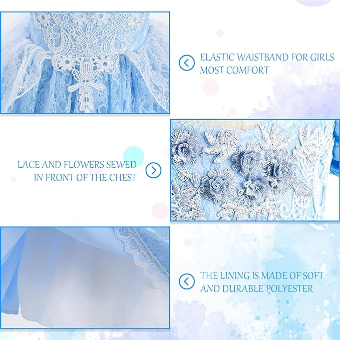 Girls Princess Blue Princess Costume Puff Sleeve with accessories SIZE 10-11yrs - Image 3