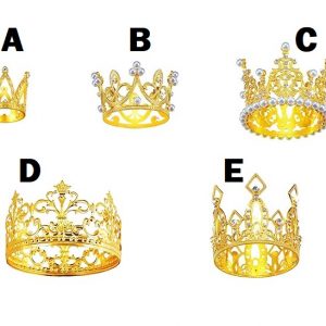 Mini Crown Pearl Crystal Tiara Vintage Small Metal Crown - GOLD