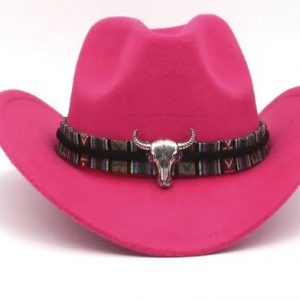 Western Woolen cloth Cowboy Hat - PINK
