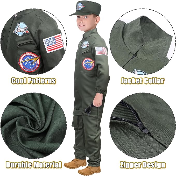 Career Day PILOT – Air Force Fighter Pilot Costume for Kids - Image 6