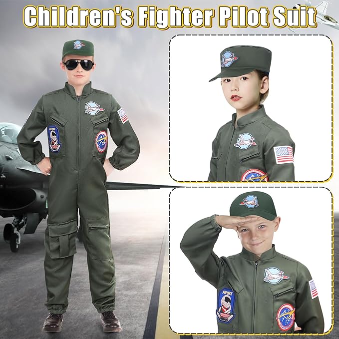 Career Day PILOT – Air Force Fighter Pilot Costume for Kids - Image 4