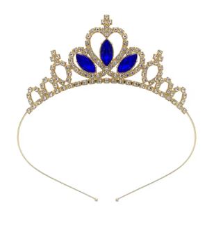 GOLD Cute princess Tiara with blue gems