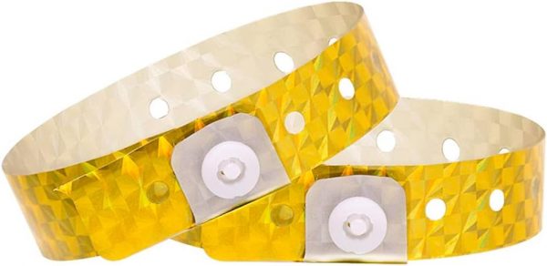 Holographic Plastic Concert Wristbands - Pack of 50 - GOLD