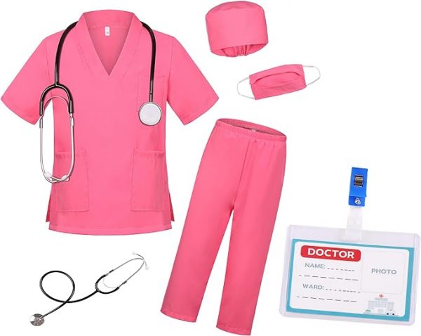 Career Day DOCTOR - GIRLS Deluxe PINK Doctor Costume for Kids - Image 5