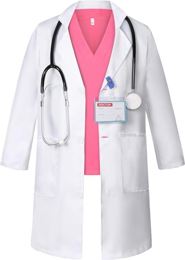 Career Day DOCTOR - GIRLS Deluxe PINK Doctor Costume for Kids - Image 4