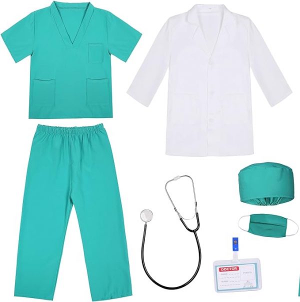 Career Day DOCTOR - BOYS GIRLS Deluxe TEAL Doctor Costume for Kids - Image 3