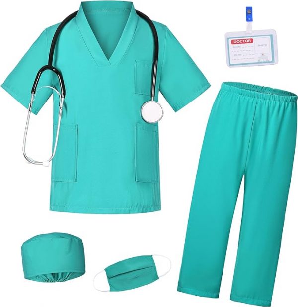 Career Day DOCTOR - BOYS GIRLS Deluxe TEAL Doctor Costume for Kids - Image 4