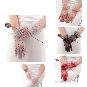 Sexy Lace Gloves Transparent Dot Mesh Short Tulle GLOVES