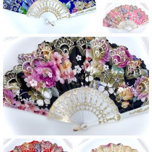 Folding Fan Beautiful Flower Design Lace Oriental Hand Fans