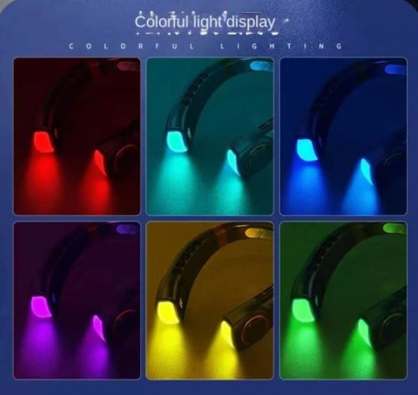 USB Hanging Neck Fan LED Digital Display 5 Speeds Rechargeable - Image 4
