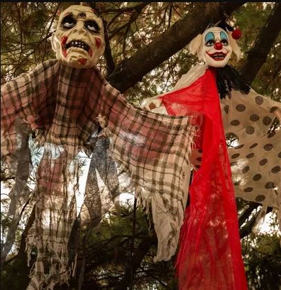 HALLOWEEN DECORATION - Bloody Zombie in Plaid Fabric & Plastic Hanging Decoration, 48in - Image 7