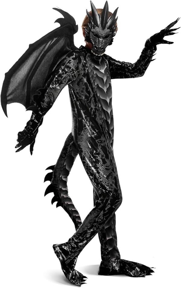 HALLOWEEN - Boys Halloween Kid Dragon Costume BLACK SIZE LARGE (10-12) - Image 6