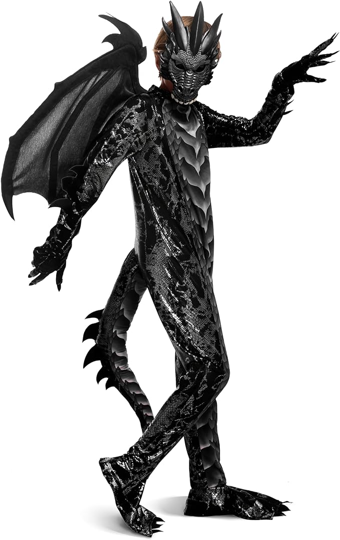 HALLOWEEN - Boys Halloween Kid Dragon Costume BLACK SIZE LARGE (10-12) - Image 6