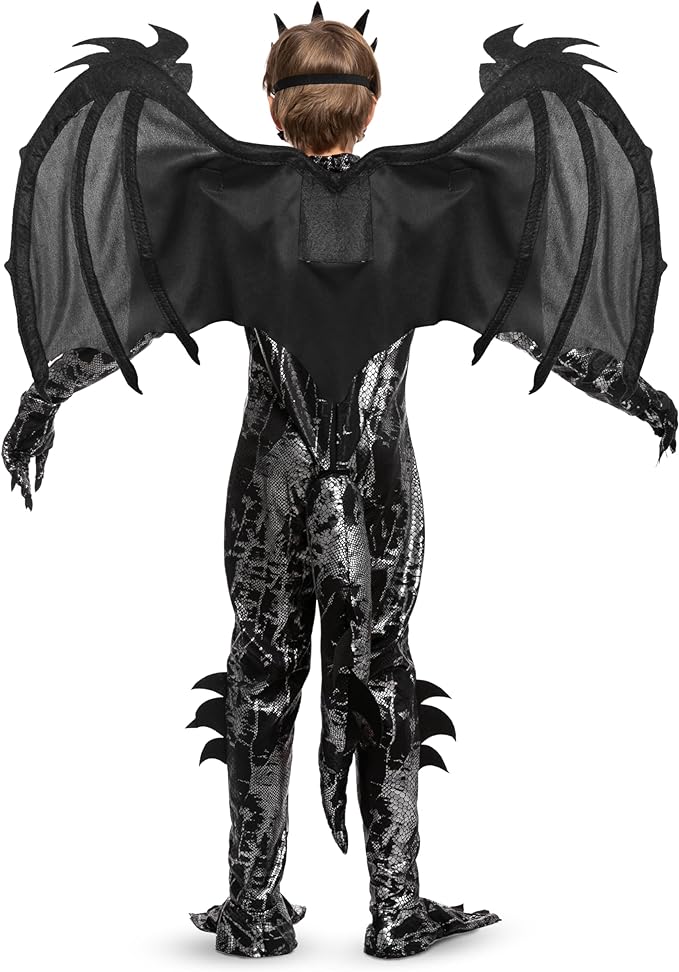 HALLOWEEN - Boys Halloween Kid Dragon Costume BLACK SIZE LARGE (10-12) - Image 5