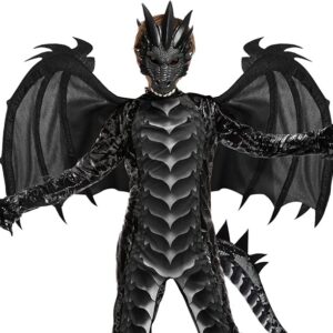 HALLOWEEN - Boys Halloween Kid Dragon Costume BLACK SIZE LARGE (10-12)