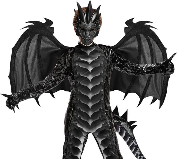 HALLOWEEN - Boys Halloween Kid Dragon Costume BLACK SIZE LARGE (10-12)