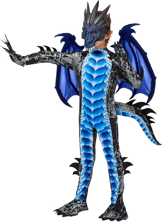 HALLOWEEN - Boys Halloween Kid Dragon Costume BLUE - Image 4