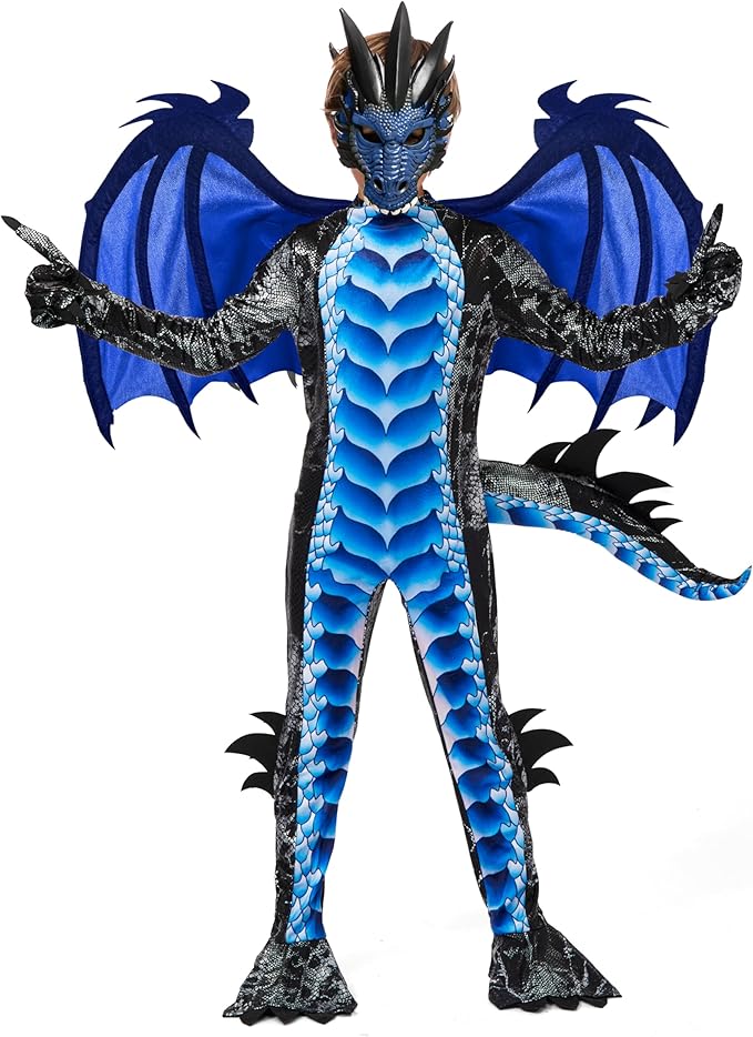 HALLOWEEN - Boys Halloween Kid Dragon Costume BLUE - Image 5