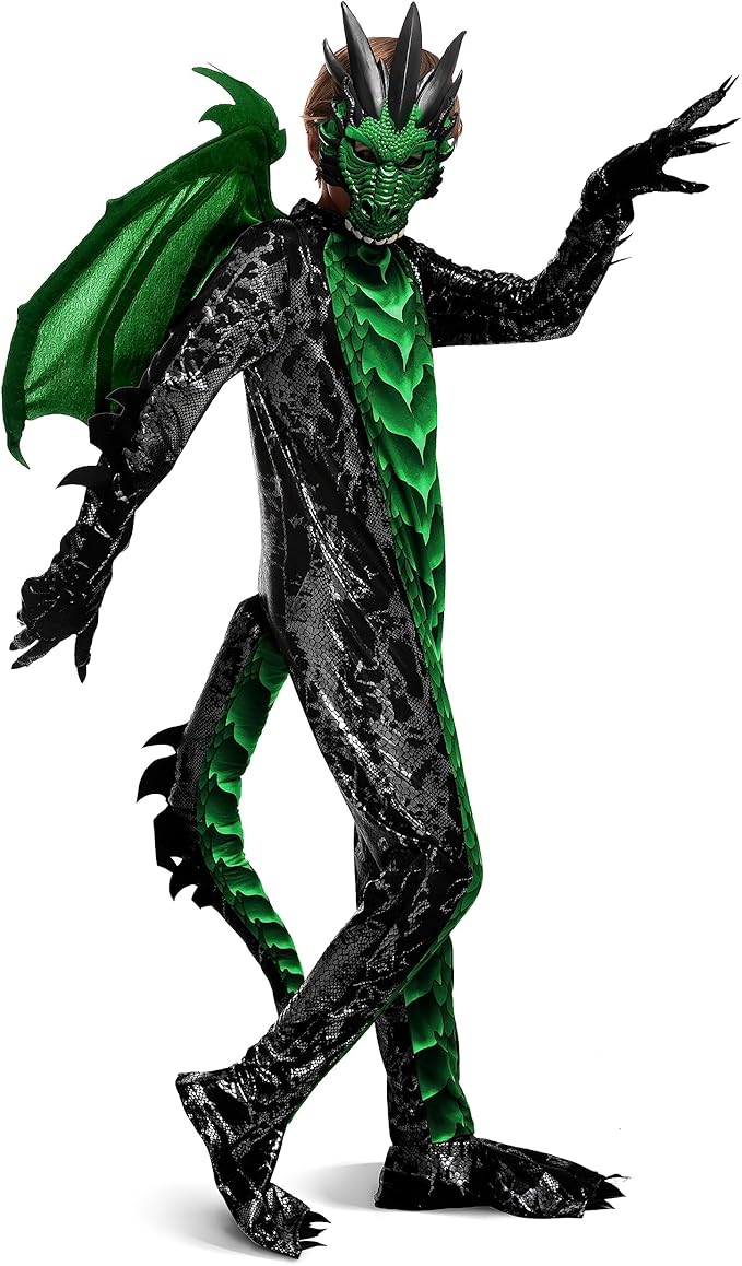 HALLOWEEN - Boys Halloween Kid Dragon Costume GREEN - Image 2