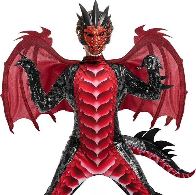 HALLOWEEN - Boys Halloween Kid Dragon Costume RED SIZE XLARGE (12-14)