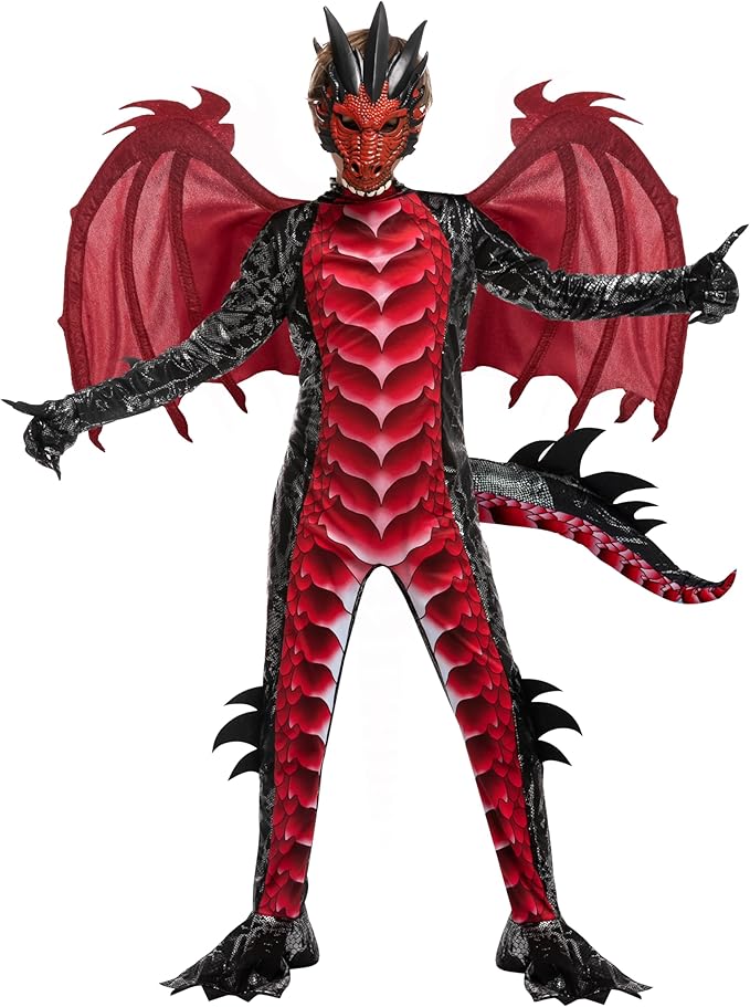 HALLOWEEN - Boys Halloween Kid Dragon Costume RED SIZE XLARGE (12-14) - Image 2