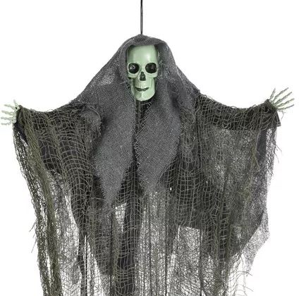 HALLOWEEN DECORATION - Mutated Forest Skull Hanging Decoration with Bamboo Windchimes, 24in - Image 2