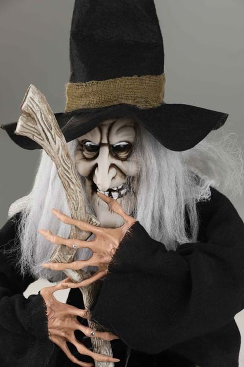 HALLOWEEN DECORATION - 17" Black Brewing Witch with Cauldron - Image 2