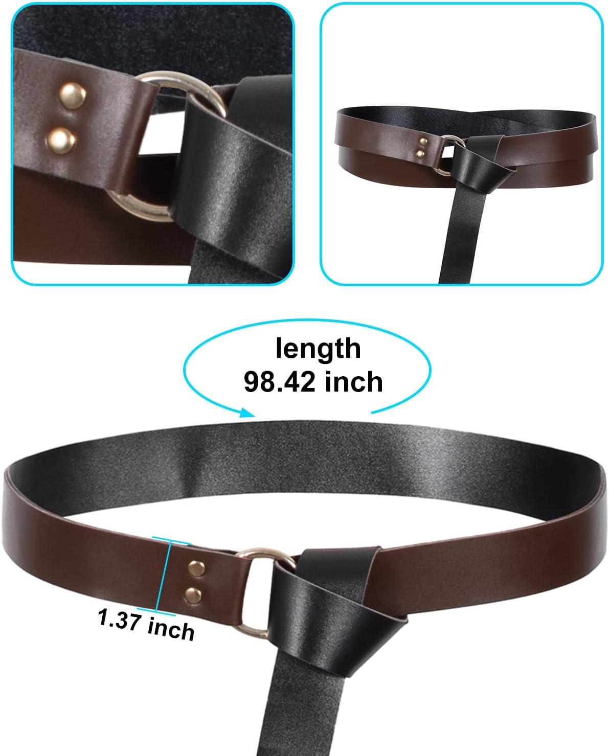 HALLOWEEN - Medieval Knight Leather Belt Shawl Men Renaissance Half Shoulder Cape Scarf Buckle Bracers Retro Accessories - Image 4