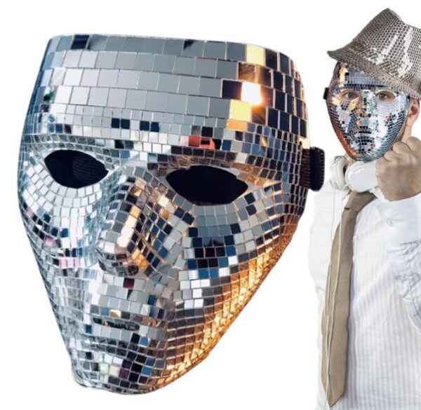 Blank Face Masks - Disco Ball Mirror Full Face Silver Mask