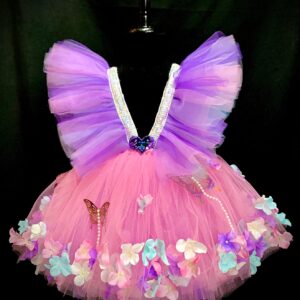 CUSTOM MADE Child tutu - Girls Floral Butterfly Suspender Tutu Dress SIZE: Fits up to 6yrs