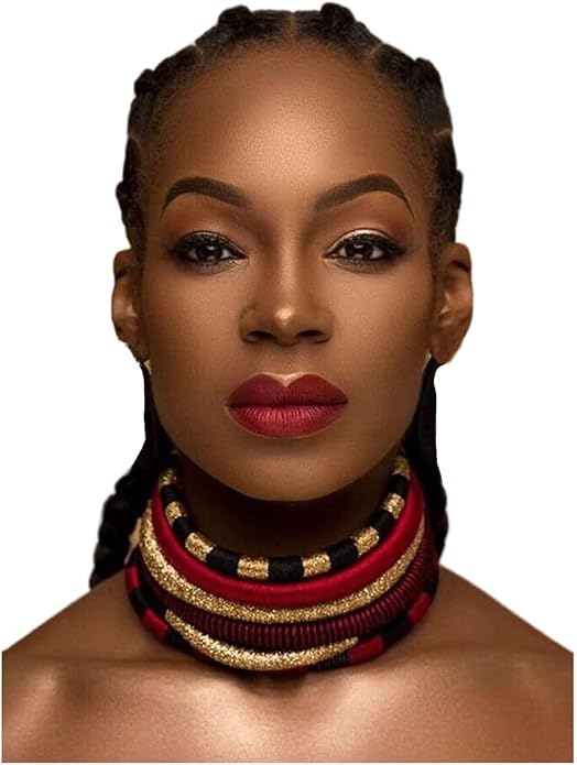 Necklace Set - Multilayer Tribal Colorful African Rope Choker Necklace Set - Image 6